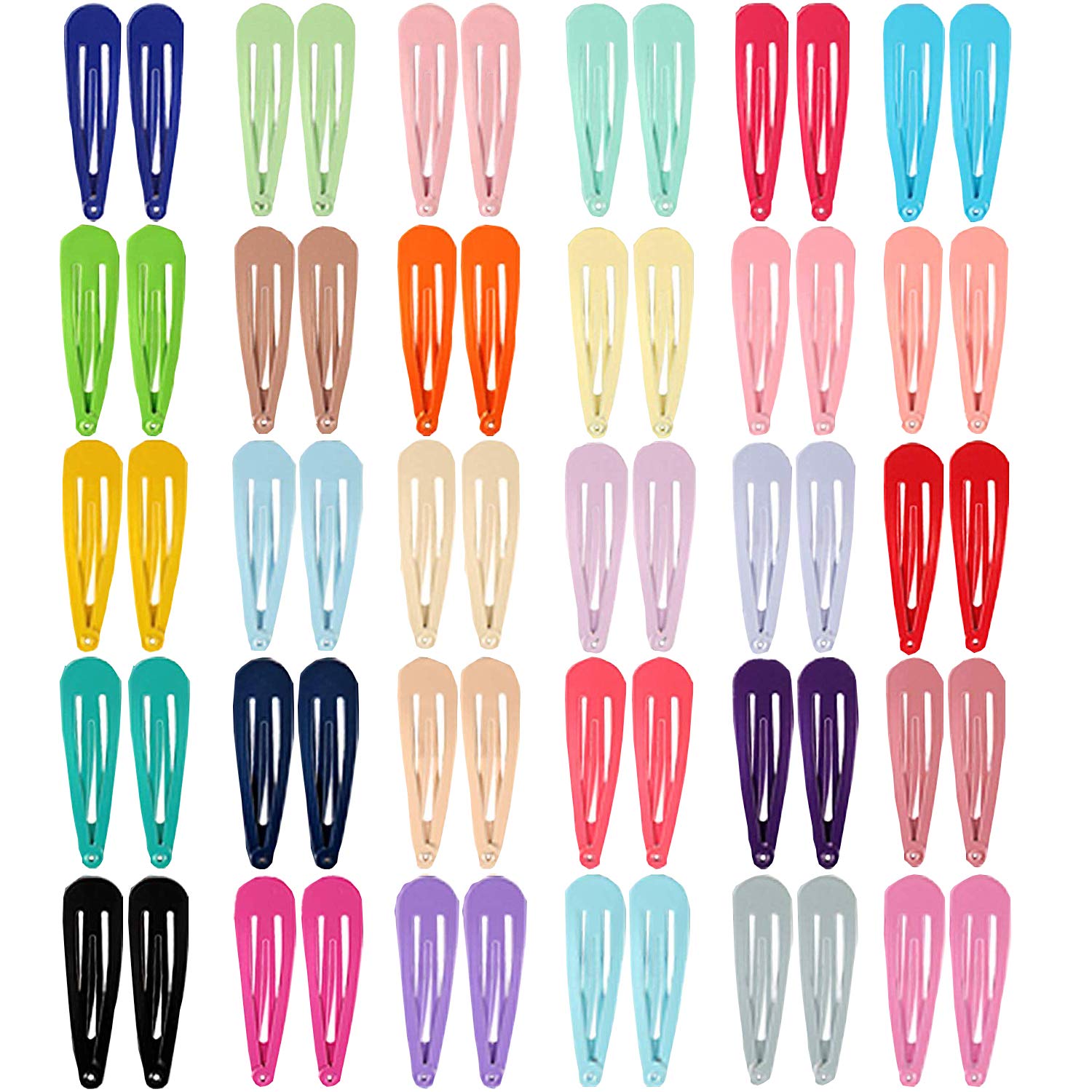 80pcs Colorful Hair Barrettes Non-slip Hair Clips 2 in Metal Hairpins for Girls