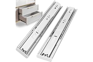 HLC 16 inch Soft Self Close Drawer Slides 6 Pairs (12pcs) Full Extension Ball Bearing 3 fold Full Stretch Side Mount Drawer Slides 100 LB Capacity Drawer Slide 16" Silver