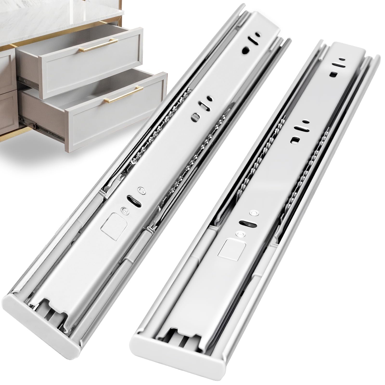 Photo 1 of 10 inch Soft Self Close Drawer Slides 6 Pairs (12pcs) Full Extension Ball Bearing 3 fold Full Stretch Side Mount Drawer Slides 100 LB Capacity Drawer Slide 10" Silver