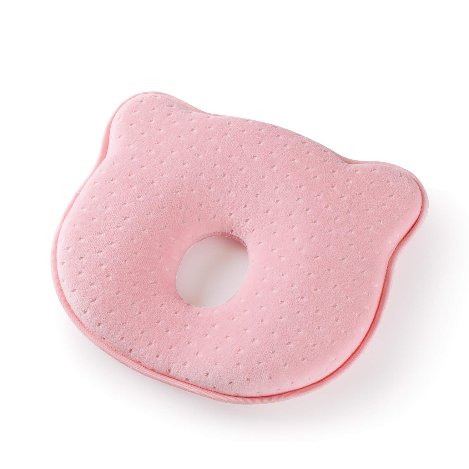 Baby Head Shaping Pillow for Newborn Baby/Supportive Memory Foam Infant Pillow to Prevent Flat Head,Best Perfect for 0-12 Months Baby (Pink)
