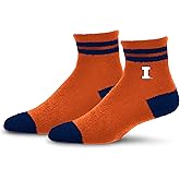 For Bare Feet NCAA ILLINOIS FIGHTING ILLINI Cozy Two Stripe Quarter Sock Team Color OSFM