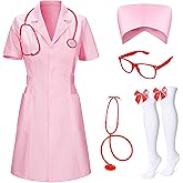 TOKYO REVENGERS Women 5Pcs Halloween Nurse Costume Set Doctor Outfit Lab Coat Nurse Hat Cosplay Party Costume Accessories