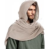Ultrafun Medieval Renaissance Shawl Scarf Cape Men Women Multifunctional Hooded Cowl Halloween Cosplay Costume Accessories
