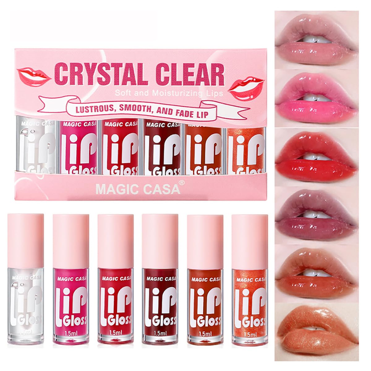 Makeup Lip Plumping Gloss,Hydrating Lip Oil Set,6 Colors High Shine, Non-Sticky Finish Makeup Lip Gloss,Plumping Lip Oil Tinted, Smooth Shimmer Glossy, Moisturizing Long Lasting Lip Glow Balm Lip Care