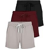 Real Essentials 3 Pack: Womens Ultra-Soft Athletic Lounge Casual Sweat Shorts with Pockets (Available in Plus Size)