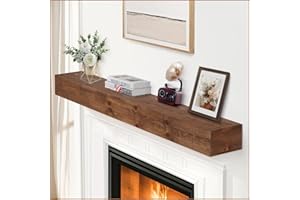 G GOOD GAIN Fireplace Mantel 60inch - Solid Wood Mantel Shelf Handcrafted Rustic | Floating Mantle Shelves Decor for Wall, Bedroom, TV, Books, Livingroom（DarkWalnut）