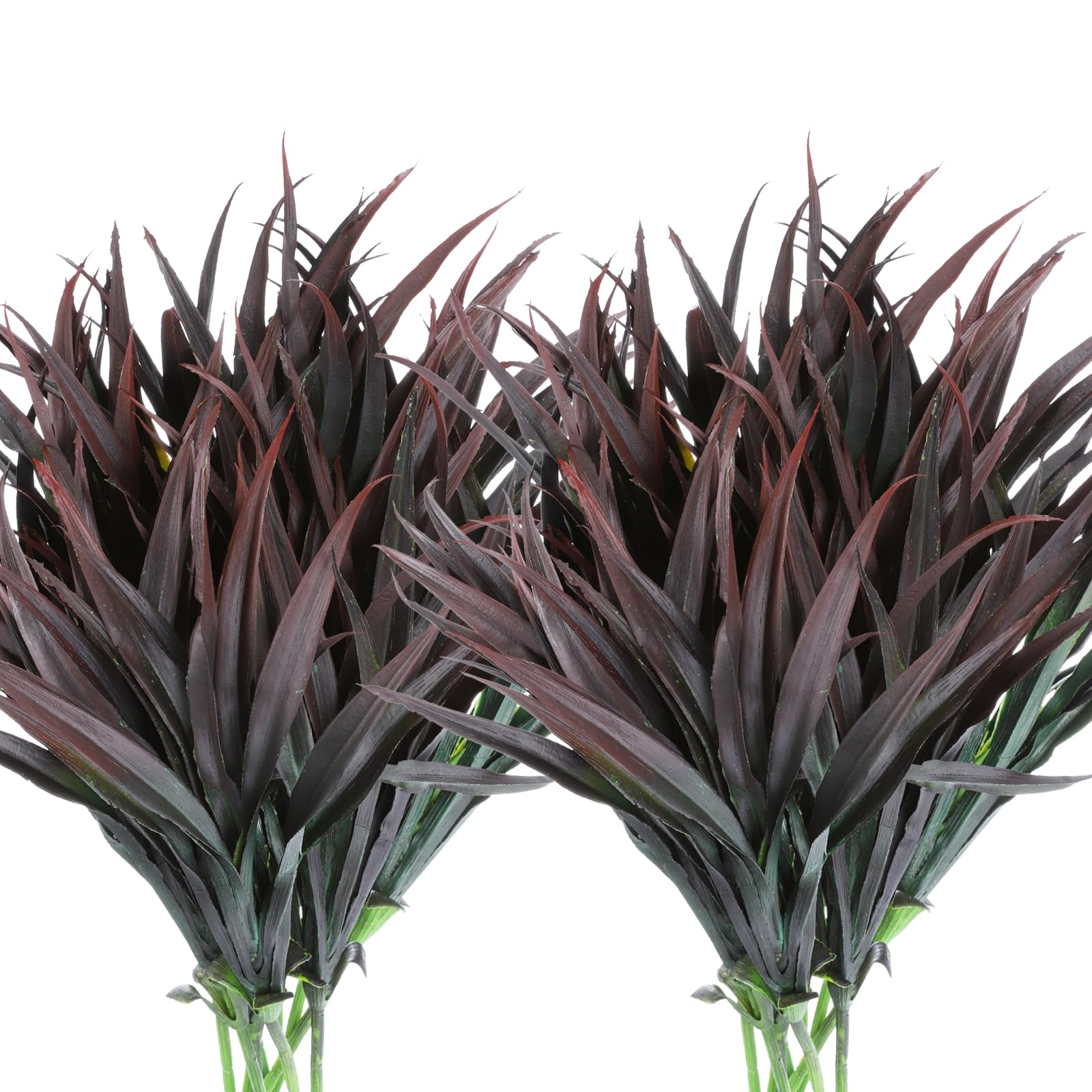 PATIKIL 18" Artificial Fake Plants Grass, 12Pcs Plastic Outdoor Fake Grass Faux Orchid with Stems for Hanging Planter Home Garden Decoration, Black Green