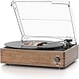 Record Player with Speakers Vintage Belt-Driven Turntable for Vinyl Records Bluetooth Turntable Support 3-Speed, Headphone, RCA Line, AUX-in for LP Players Home Decoration Wooden