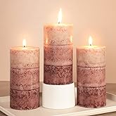 Cafemoon Coffee Pillar Candles, Aromatherapy Scented Candles, Set of 3 Tall 3x6 Inch Dripless Pillar Candle, for Wedding and Home Décor