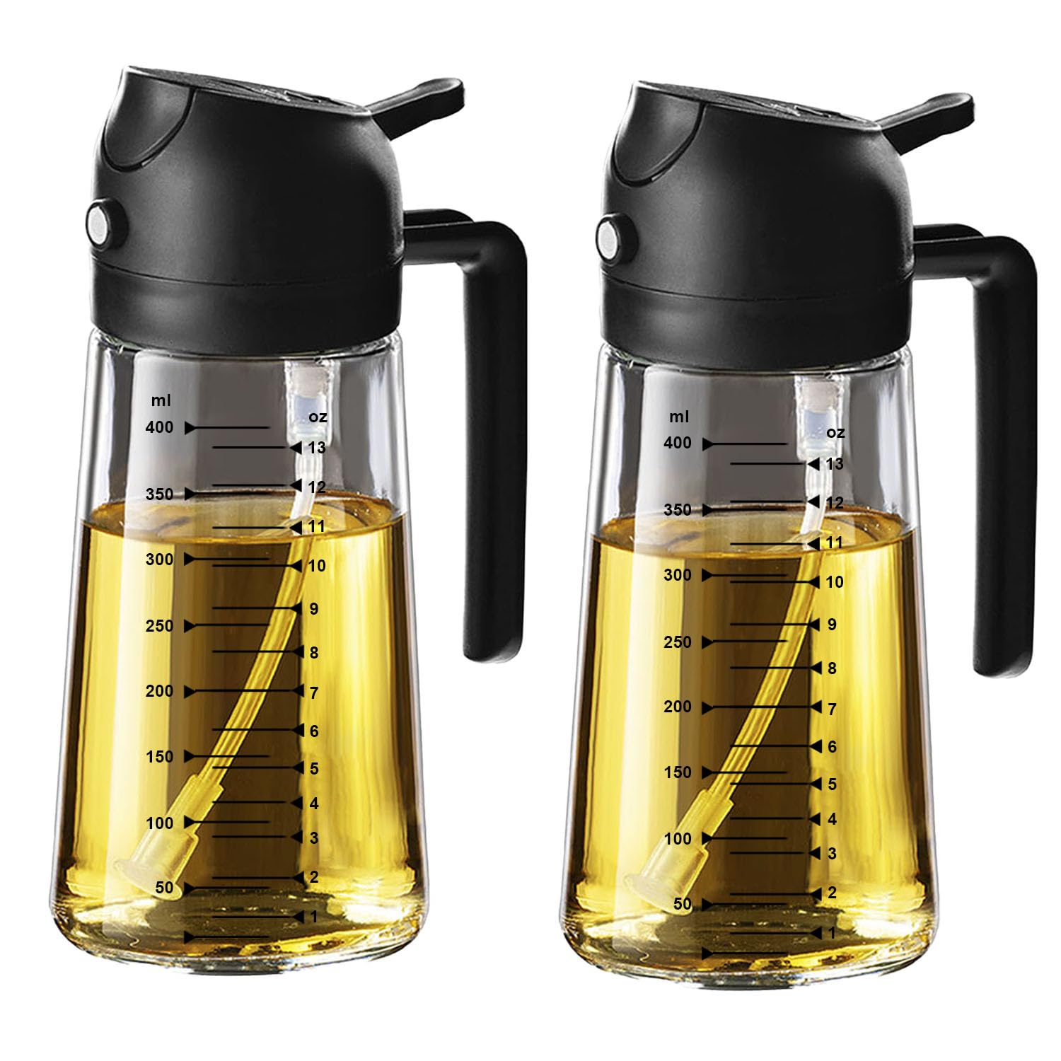 Photo 1 of TrendPlain 16oz/470ml Glass Olive Oil Sprayer for Cooking – 2 in 1 Olive Oil Dispenser Bottle for Kitchen Gadgets and Air Fryer Accessories, Salad, BBQ - 2 Black