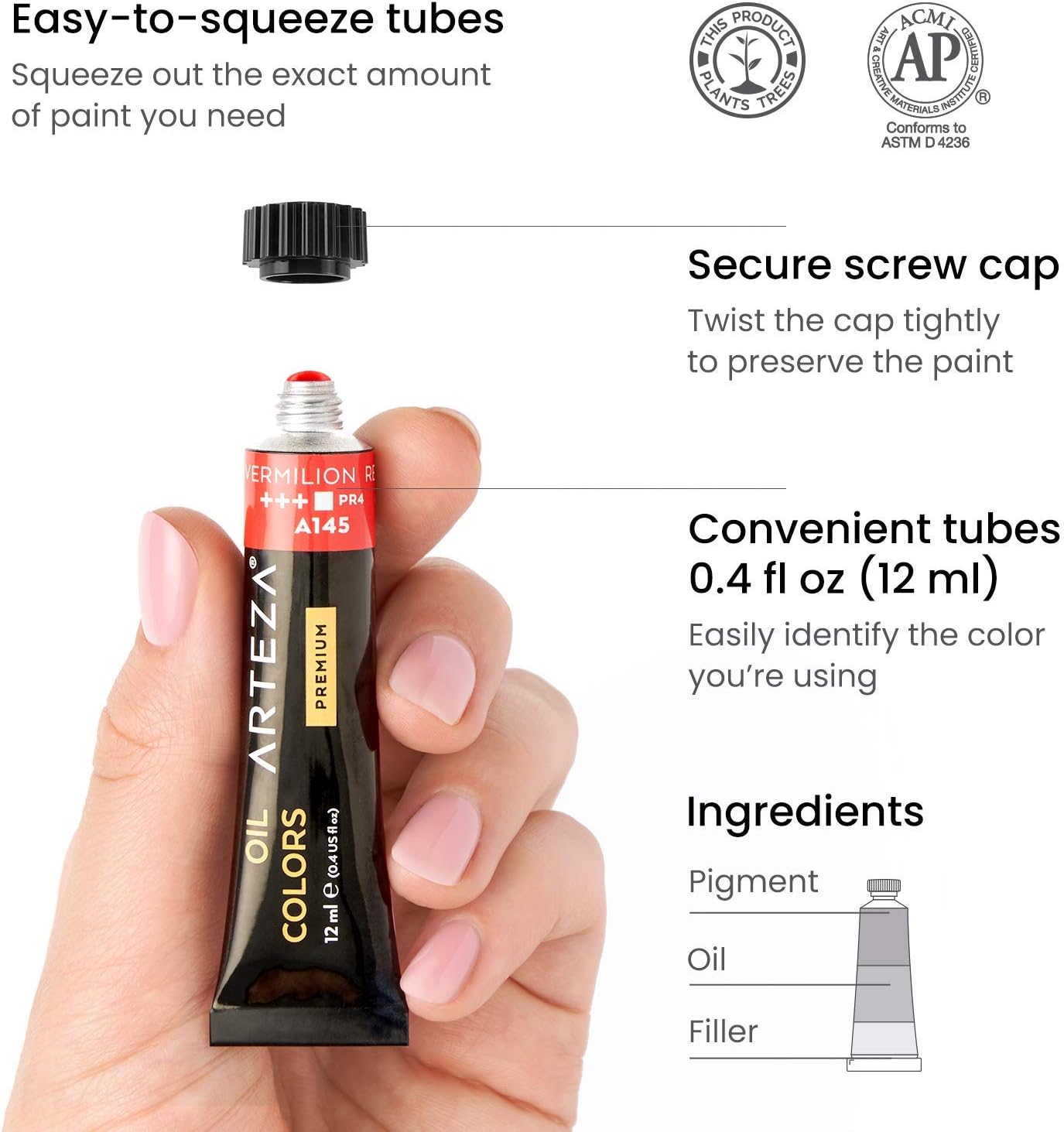 ARTEZA Oil Paint, Set of 24 Colors/Tubes (24x12ml/0.4oz) with Storage Box, Rich Pigments, Vibrant, Non Toxic Paints for The Professional Artist, Hobby Painters & Kids, Ideal for Canvas Painting