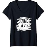 Amazon Com J Aime La Vie I Love Life White Distressed French Saying Premium T Shirt Clothing Shoes Jewelry