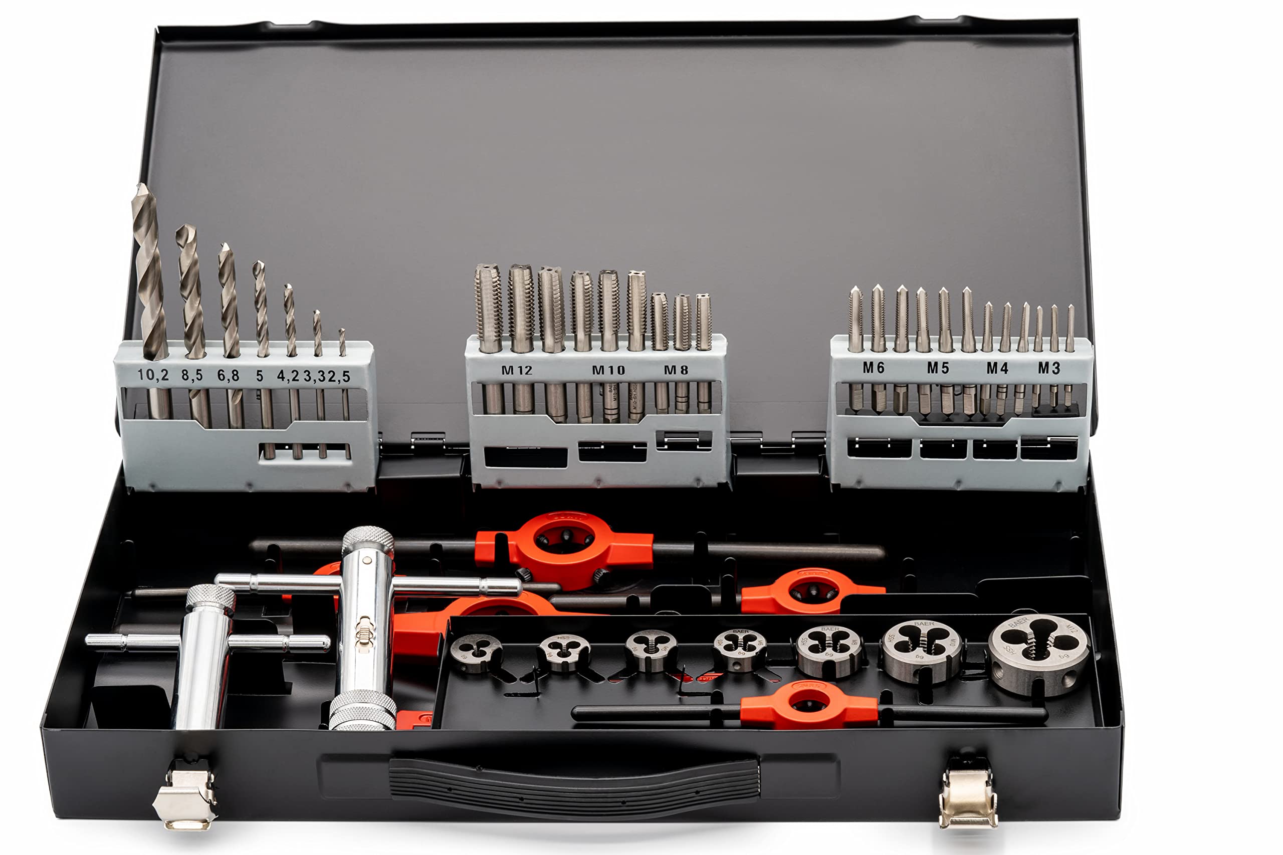 BAER Tap and Die Set, M3 - M12, HSS, Hand Tap, Threading Tools, Thread Cutting Set, Tap
