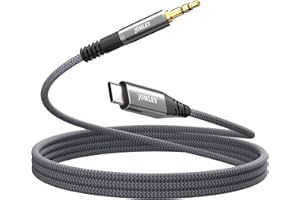 JOMLEY USB C to 3.5mm Aux Cable, Nylon Braided Type C to 3.5mm Headphone Car Stereo Cord Compatible with iPhone 15, 15 Pro Ma