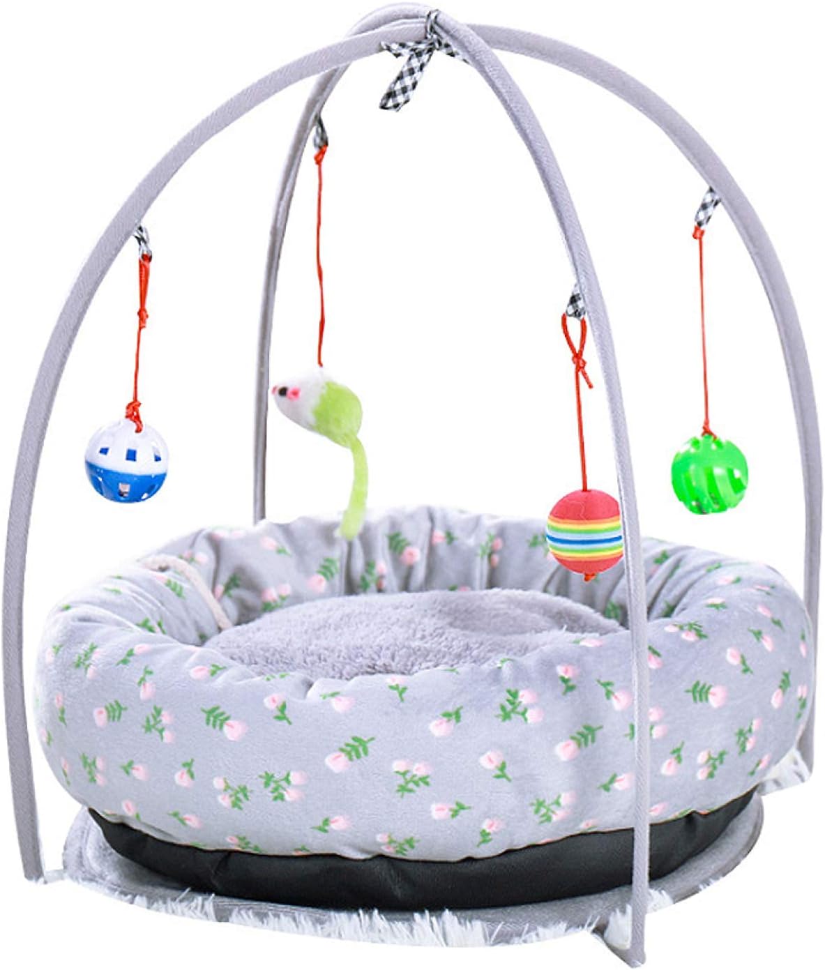 SH Pet Cat Bed Activity Play Mat Pet Padded Bed with Hanging Toy, Helps Cats Get Exercise and Stay Active