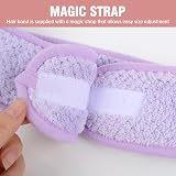 KinHwa 3 Pack Spa Facial Headband Purple Microfibre Adjustable view 3