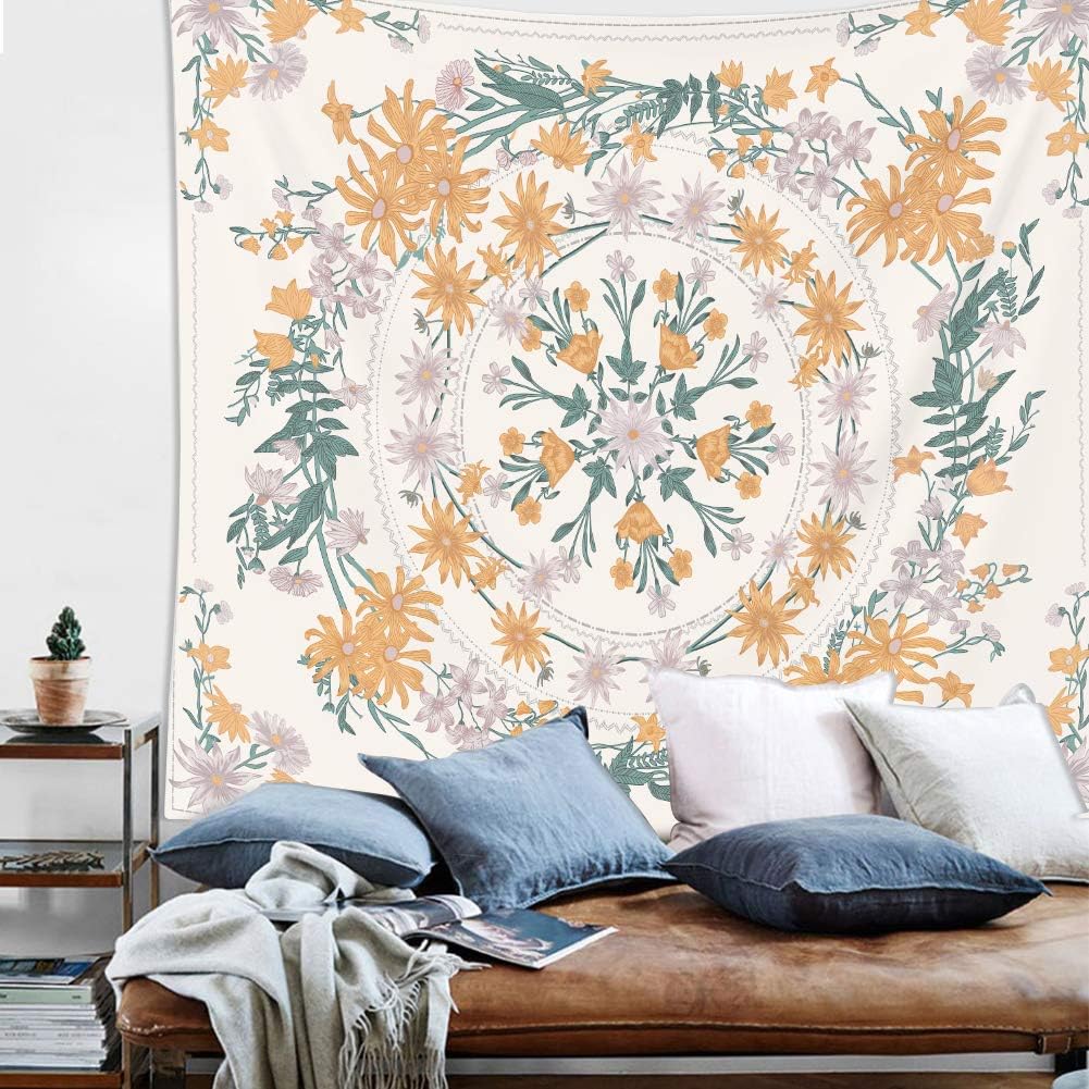 Amazon Com Mandala Tapestry Wall Hanging Flower Psychedelic Tapestry Wall Hanging Decor For Living Room Bedroom Bohemian Plant Print Blue M 51 X 59 1 Everything Else