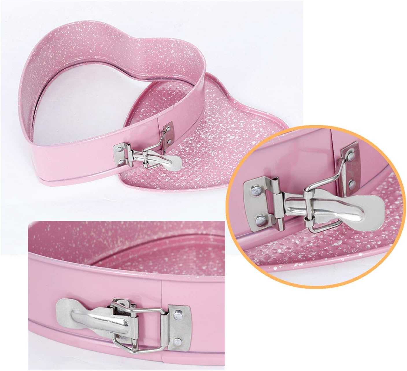 8.5" Pink Heart Springform Cake Pan Cheesecake Pan Nonstick Bakeware Pan, Heart Shaped Baking Pan with Removable Bottom, Cake Mold for Baker: Kitchen & Dining