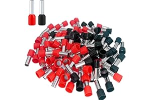 Teansic 200 Pcs Wire Ferrules Kit 8 AWG Ferrule Connectors End Terminal E10-12 Insulated Ferrule Pin Cord End Terminal for Car Audio, Electronics, Communication Equipment (100 Black + 100 Red)