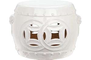 SAFAVIEH Home Collection - Mei Double Coin Antique White Glazed Ceramic Decorative Garden Stool (ACS4534A)