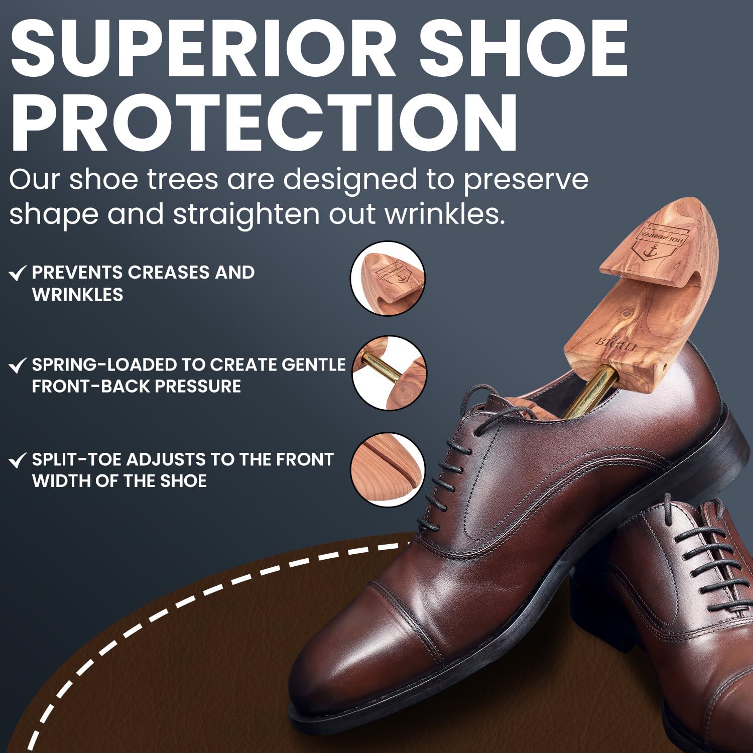 HOUNDSBAY Cedar Shoe Tree - Shoe Trees for Men & Women, Sneakers, Widener & Shaper