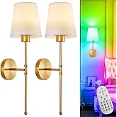 Depuley Battery Operated Wall Sconce: Set of 2 Wireless Wall Lights with 10000mAh Dimmable Bulbs and Remote for Bedroom - Rec