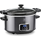 Toastmaster 4-Quart Digital Slow Cooker with Locking Lid - Food Warmer for Dip, Soups, Parties, Meal Preparation & More - Gra