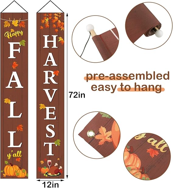 Amazon Com 2 Pieces Thanksgiving Porch Banners Fall Harvest