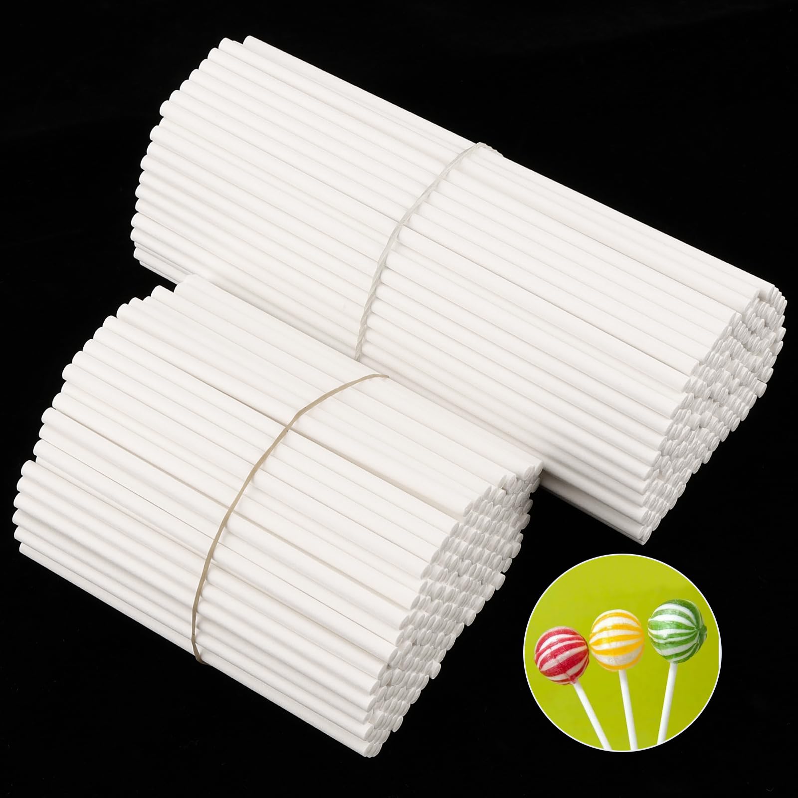 MUKCHAP 1000 PCS 4 Inch & 6 Inch Paper Cake Pop Sticks, 10cm & 15cm White Paper Lollipop Sticks, 2 Sizes Paper Lolly Pop Sticks for Candy