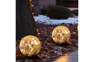 MLKNK Solar Globe Lights Outdoor Waterproof-Solar Balls-Solar Garden Lights-Orbs for Outside 2 Pack Cracked Glass Ball for Lawn Patio Yard Backyard Decorations