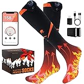 Heated Socks for Women Men, Auxemu APP Control Rechargeable Electric Heated Socks, 7.4v Fast Heating 6000mah Compact Battery Feet Warmer for Winter Outdoor Hunting Fishing Skiing