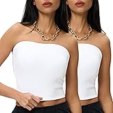 AJISAI Womens Double Lined Tube Tops Crop Going Out Tops Strapless Tank Summer Top 2026