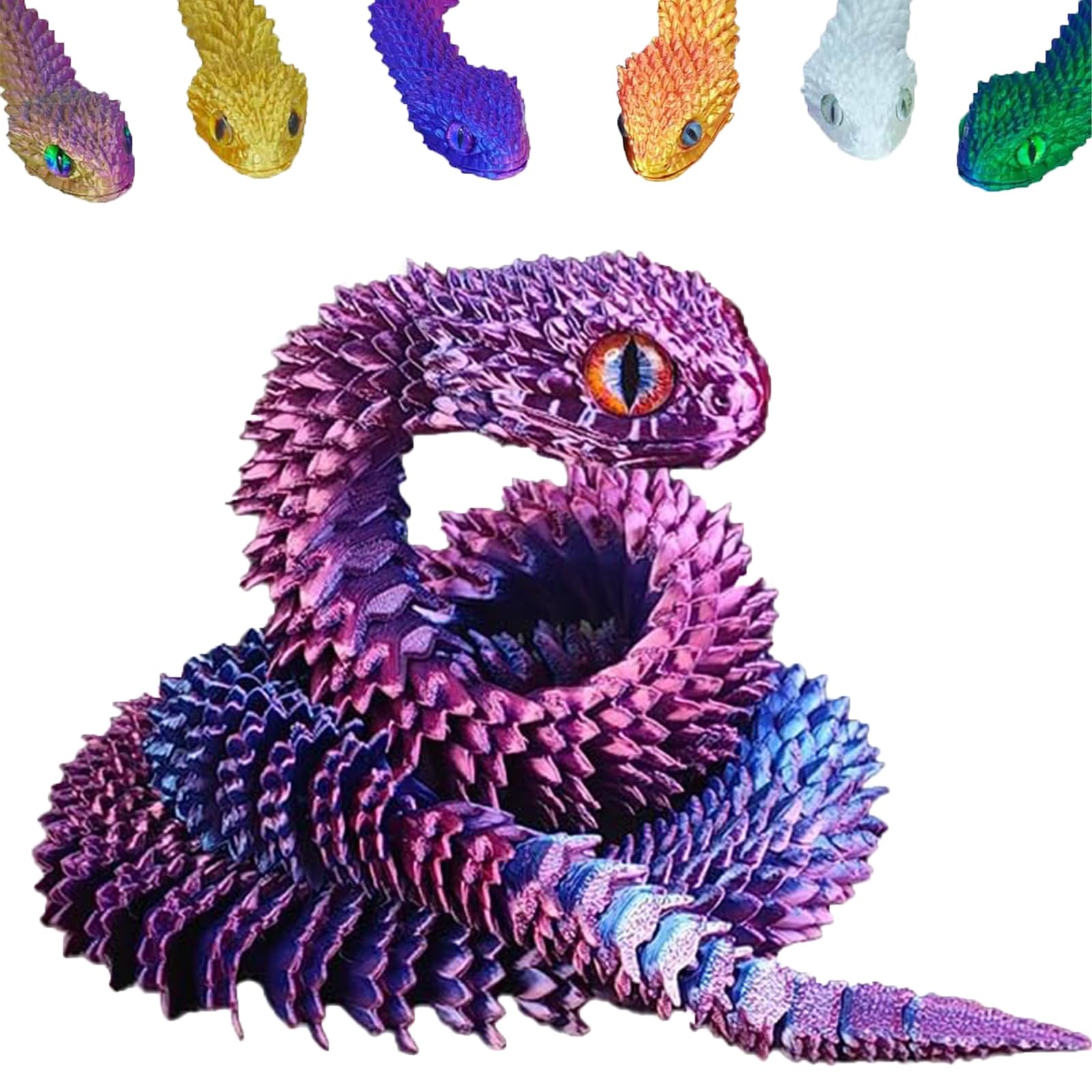 vecora 3D Printed Snake, 3d Printed Fidget Toy, Flexible Articulated Snake Animal Fidget Toys,3D Printed Animals,Home and Office Decoration for Autism/ADHD (Laser Purple)