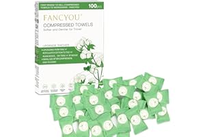 Fancyou Compressed Disposable Face Towel 100 PCS,Thicken Facial Cleansing Cloths Towelettes,Mini Travel Size Towel,Compact Po