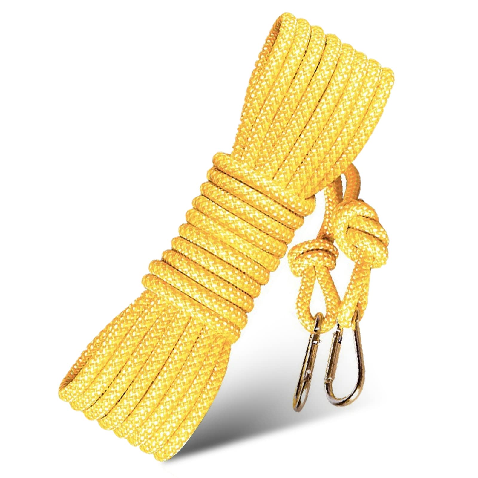 Washing Line Rope, 15m Heavy Duty Clothes Line nylon Cloth Braided Clothesline Diameter 8mm Travel Clothes Line Polyester Clotheslines with 2 Hooks Non-Slip Does Not Fade for Outdoor Garden Camping