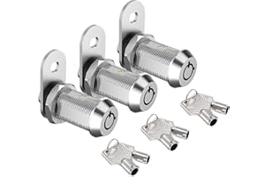 BOZXYE 3 Pack Cabinet Locks with Keys RV Storage Locks, 1-1/8" Cam Lock Keyed Alike, RV Locks for Storage Door File Cabinet Toolbox, Zinc Alloy