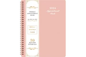 INDEME 2024 Weekly Appointment Book & Planner - 2024 Daily Hourly Planner, Jan 2024 - Dec 2024, 8" x 10", Half Hour (30 Mins) Interval, Twin-Wire Binding, Lay-Flat, Thick Paper, Round Corner