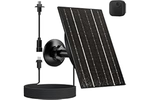 VUEBEE Solar Panel for Blink Outdoor 4/3/XT2/XT Camera, 4W High-Efficiency Solar Charger with 10ft Cable, USB-C & Micro USB Adapter, IP66 Waterproof, 360° Adjustable Mount