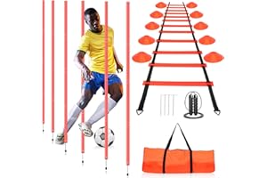 HOTOOLME Agility Training Poles Equipment Soccer Training Equipment includes 6 Agility Poles,Agility Ladder, 10 Soccer Cones,Jump Rope for Speed Training, Soccer Training, Basketball Athletes & Kids