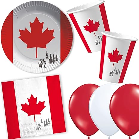 Canada 37 Piece Set With Paper Plates Napkins Paper Cups And