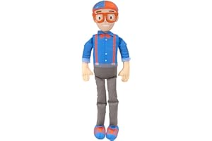 Blippi Bendable Plush Doll, 16” Tall Featuring SFX - Squeeze The Belly to Hear Classic catchphrases - Fun, Educational Toys for Babies, Toddlers, and Young Kids