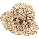 JANGANNSA Baby Girl Straw Hat Outdoor Baby Sun Protection Hats Summer Bowknot Beach Cap for Infant Toddler Girls