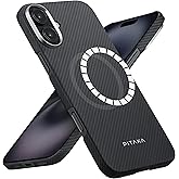 pitaka for iPhone 16 Plus case, 6.7 inch, Compatible with MagSafe, Thin & Light iPhone 16 Plus Case with a Caseless Feel, 600D Aramid Fiber Woven [Ultra Slim Case-Black/Grey (Twill)]