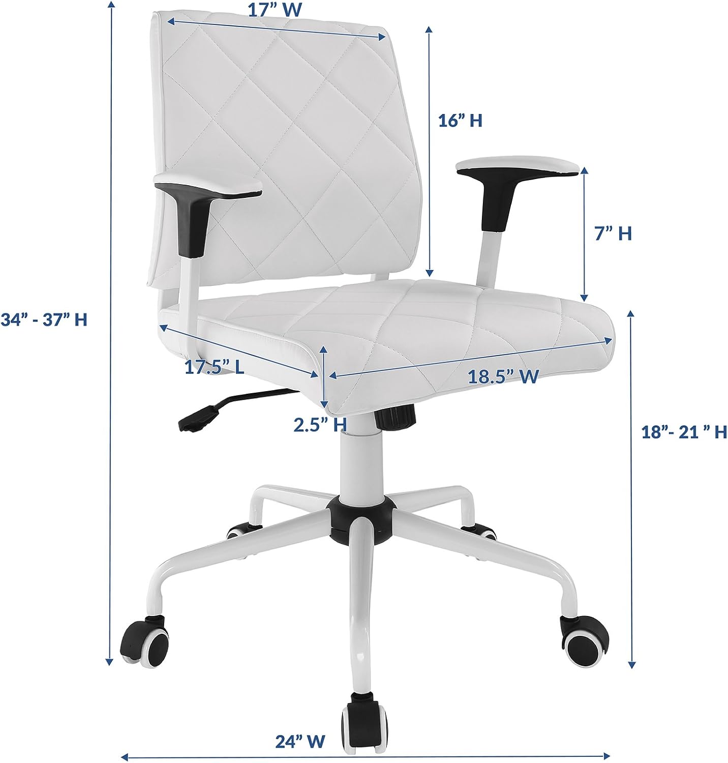 Amazon Com Modway Lattice Modern Faux Leather Mid Back Computer Desk Office Chair In White Furniture Decor