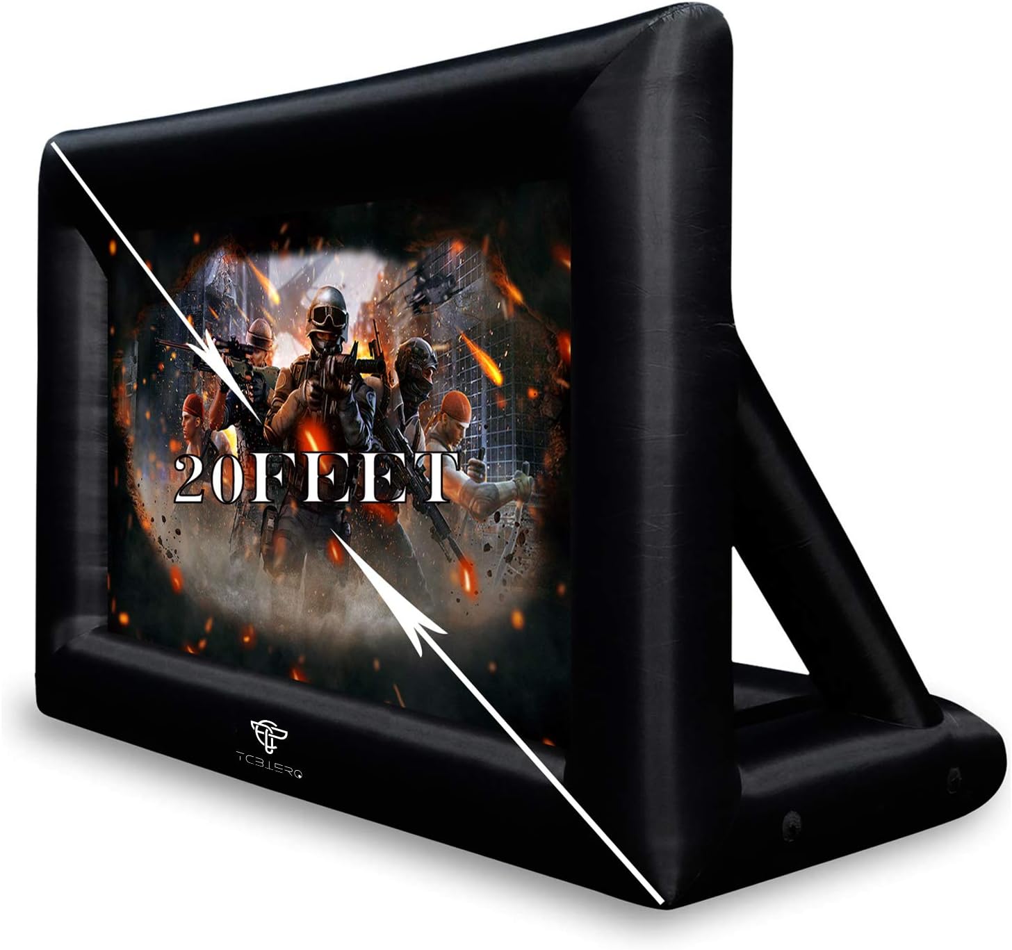 TCBIERO 20 FT Outdoor Inflatable Projector Movie Screen-for Outdoor Parties-Front and Rear Viewing Supported- TV Inflatable Screen-Includes Inflation Fan,Repair Kit,Tie-Downs and Storage Bag