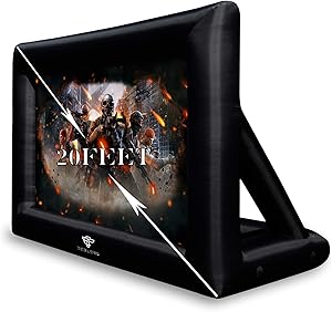 TCBIERO 20 FT Outdoor Inflatable Projector Movie Screen-for Outdoor Parties-Front and Rear Viewing Supported- TV Inflatable Screen-Includes Inflation Fan,Repair Kit,Tie-Downs and Storage Bag
