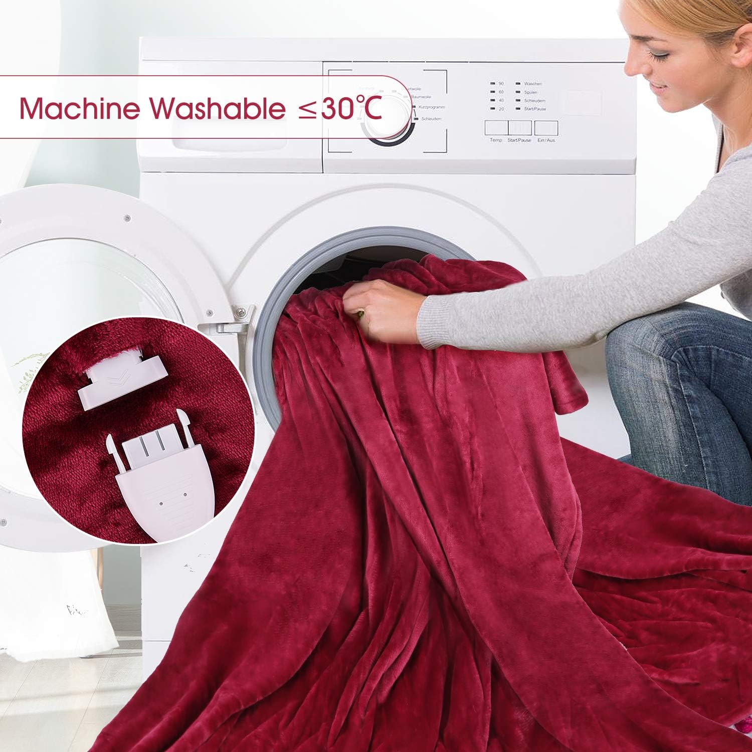 MaxKare Electric Blanket Heated Throw 72" x 84" Oversized Flannel Heated Blanket, ETL Certification Fast Heating with 4 Heating Levels & 8 Hours Auto Off, Machine Washable: Kitchen & Dining