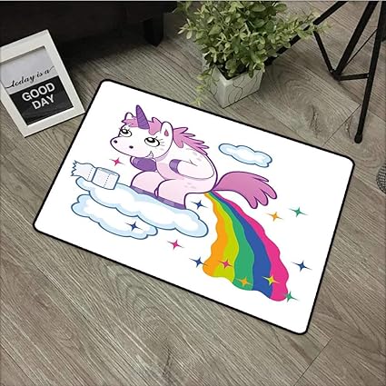 Amazon Com Entrance Doormat Funny Unicorn Pooping Rainbow Over