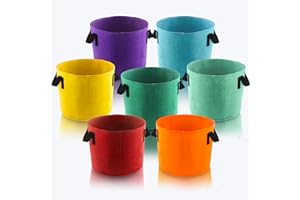 Sinimaka 5 Gallon Grow Bags, 7 Pack Colorful Fabric Plant Pots with Handles for Garden and Outdoor Planting
