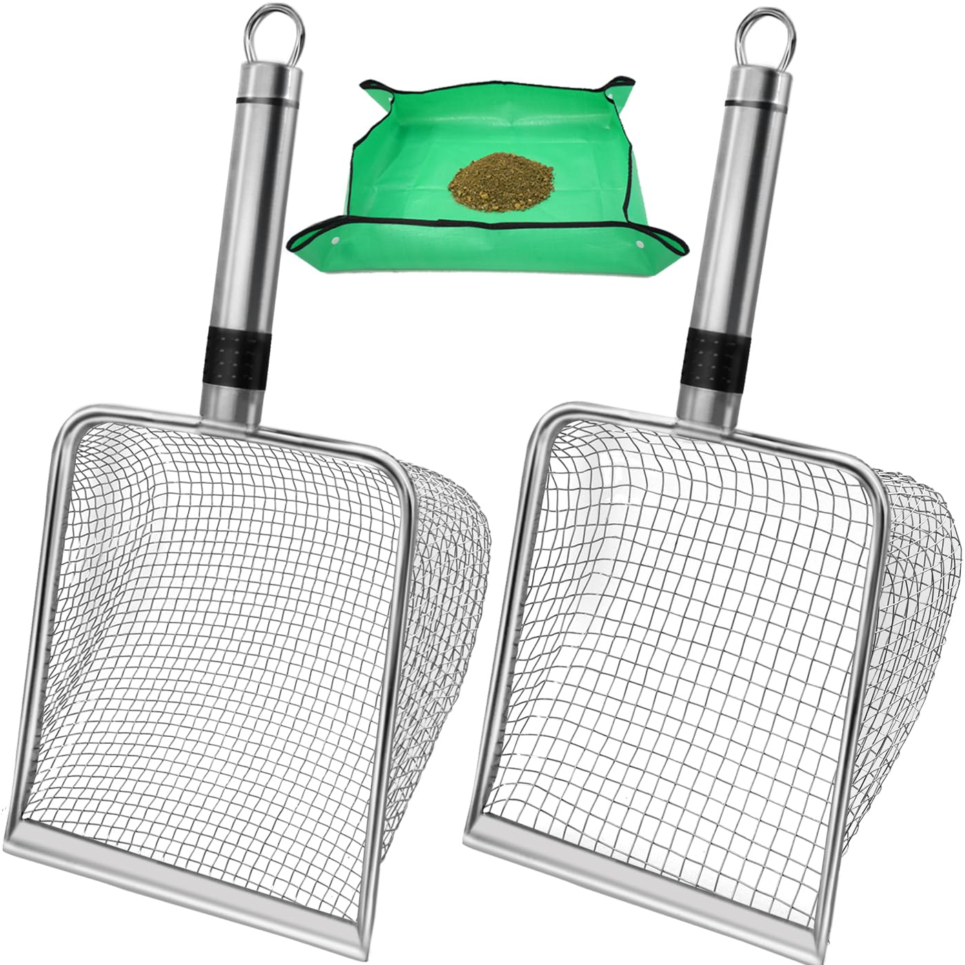 Photo 1 of Soil Sifter for Gardening, 2 Pack Soil Sieve Compost Sifter with Repotting Mat, 3.8/5mm Mesh Sieve for Small-Scale Sieving, Garden Sieve Shovel for Sand Rock Dirt